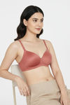 Zivame Marshmallow Padded Non Wired 3/4Th Coverage T-Shirt - Dusty Cedar — thumbnail 5